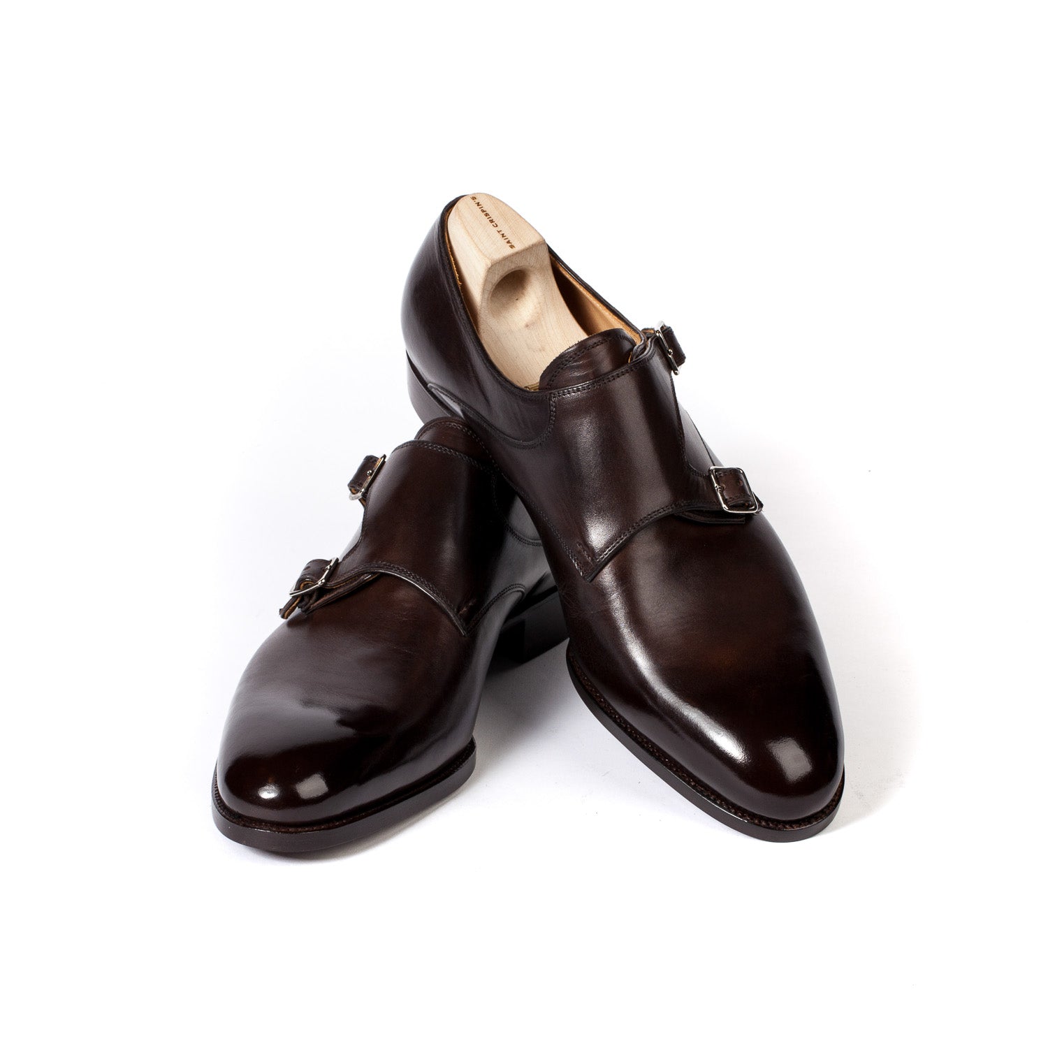 Doppelmonk "Modern Dandy" aus dunkelbraunem Kalbsleder - reine Handarbeit